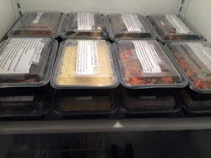 Client Fridge Filled with MENU FOR YOU Meal Service – 3 Meals for a Family of Four