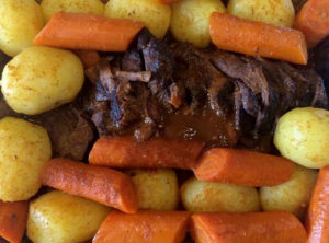 Grass Fed Pot Beef Pot Roast Organic Yukons and Carrots and Gravy