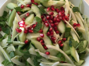 Organic Cucumber and Fennel Salad with Pomegranate and Mint