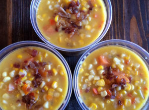 Organic Corn and Coconut Chowder with Bacon