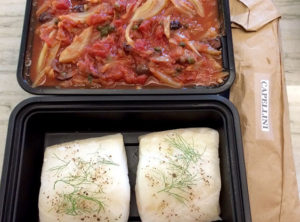 Braised Chilean Sea Bass Sourced from Patagonia With Provencale Sauce and Organic Cappellini Pasta